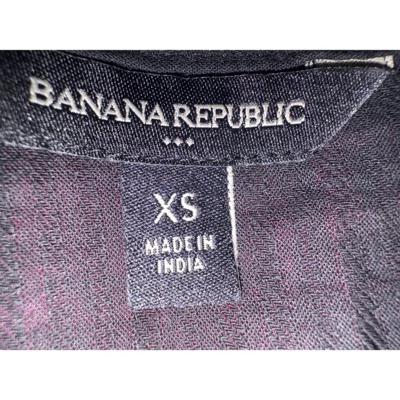 Banana Republic XS Black Peplum Blouse White Embroidery Puff Sleeves - Picture 3 of 12